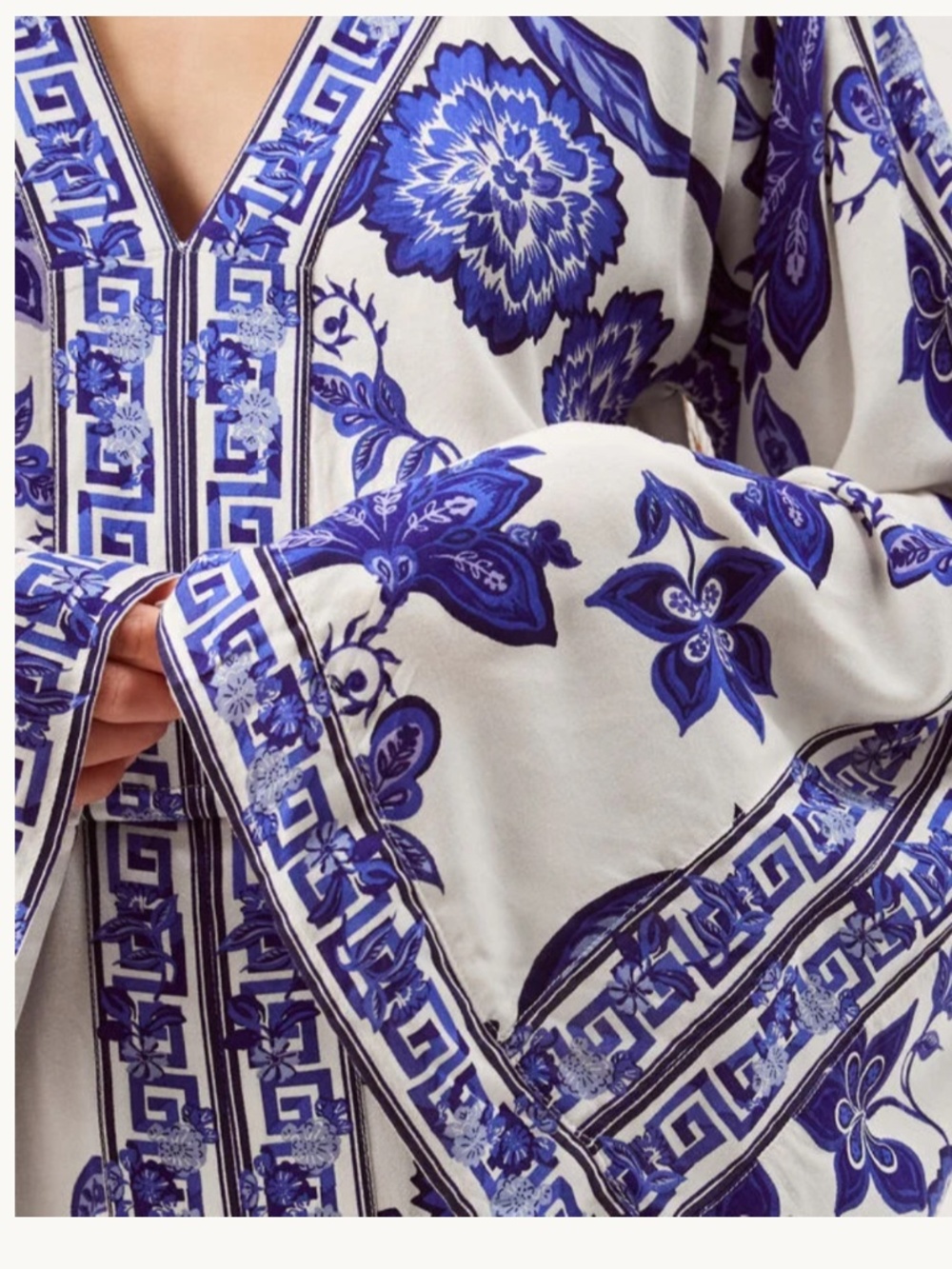 NWT Gloria floral print 100% Viscose Maxi beach Dress Santorini  Blue Size US L - Picture 2 of 8
